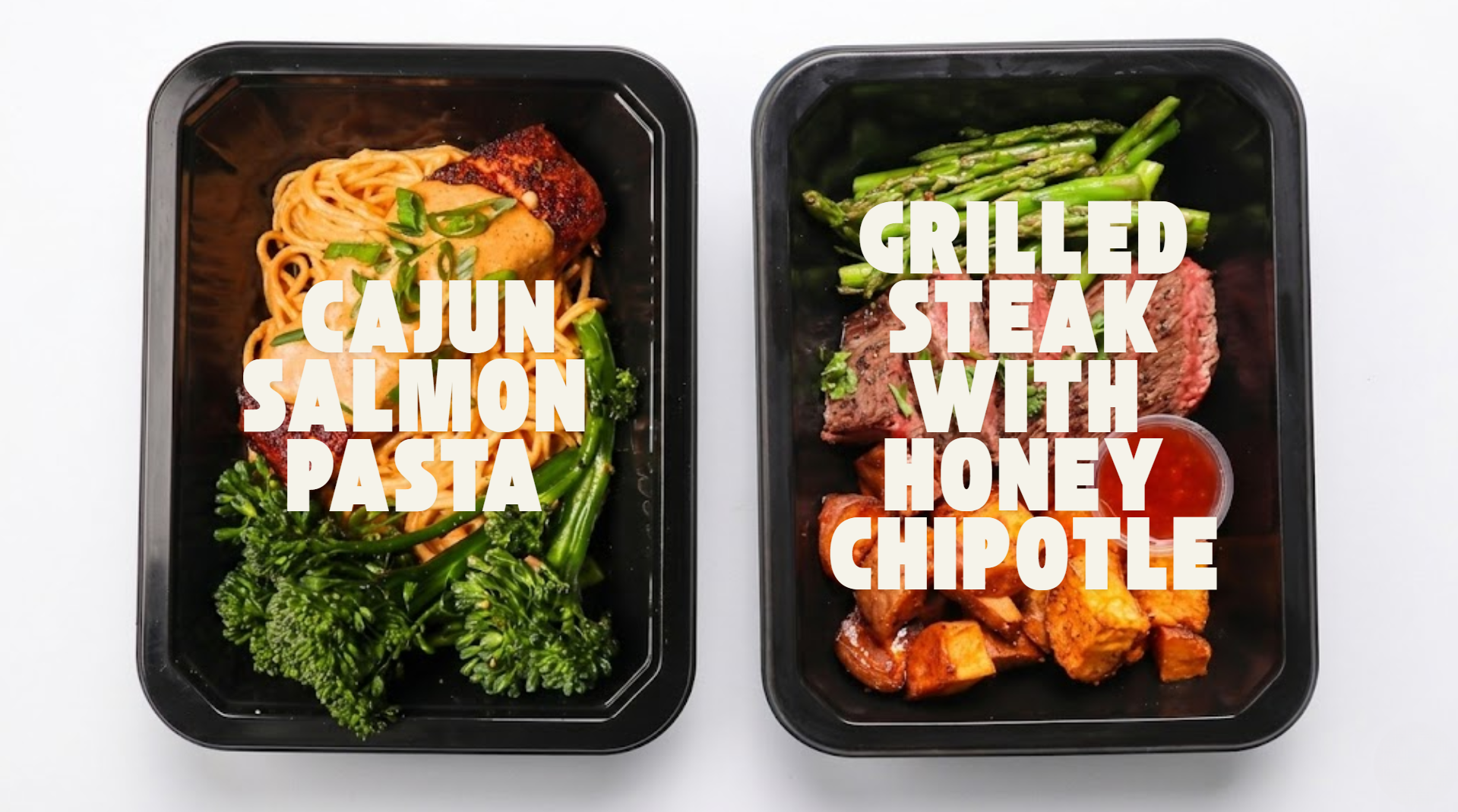 Cajun Salmon Pasta and Grilled Steak with Honey Chipotle from Meals By Mel, Los Angeles meal prep delivery